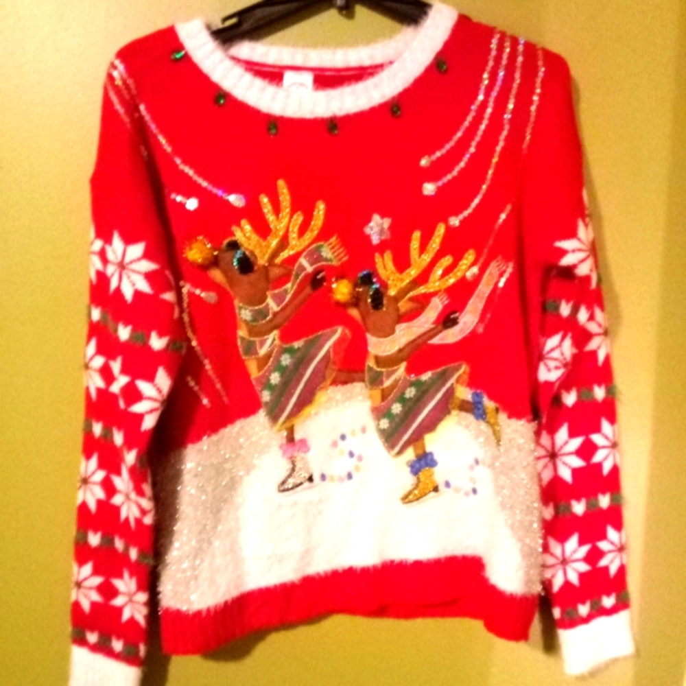 Holiday Time Women's Reindeer Christmas Sweater Size Small